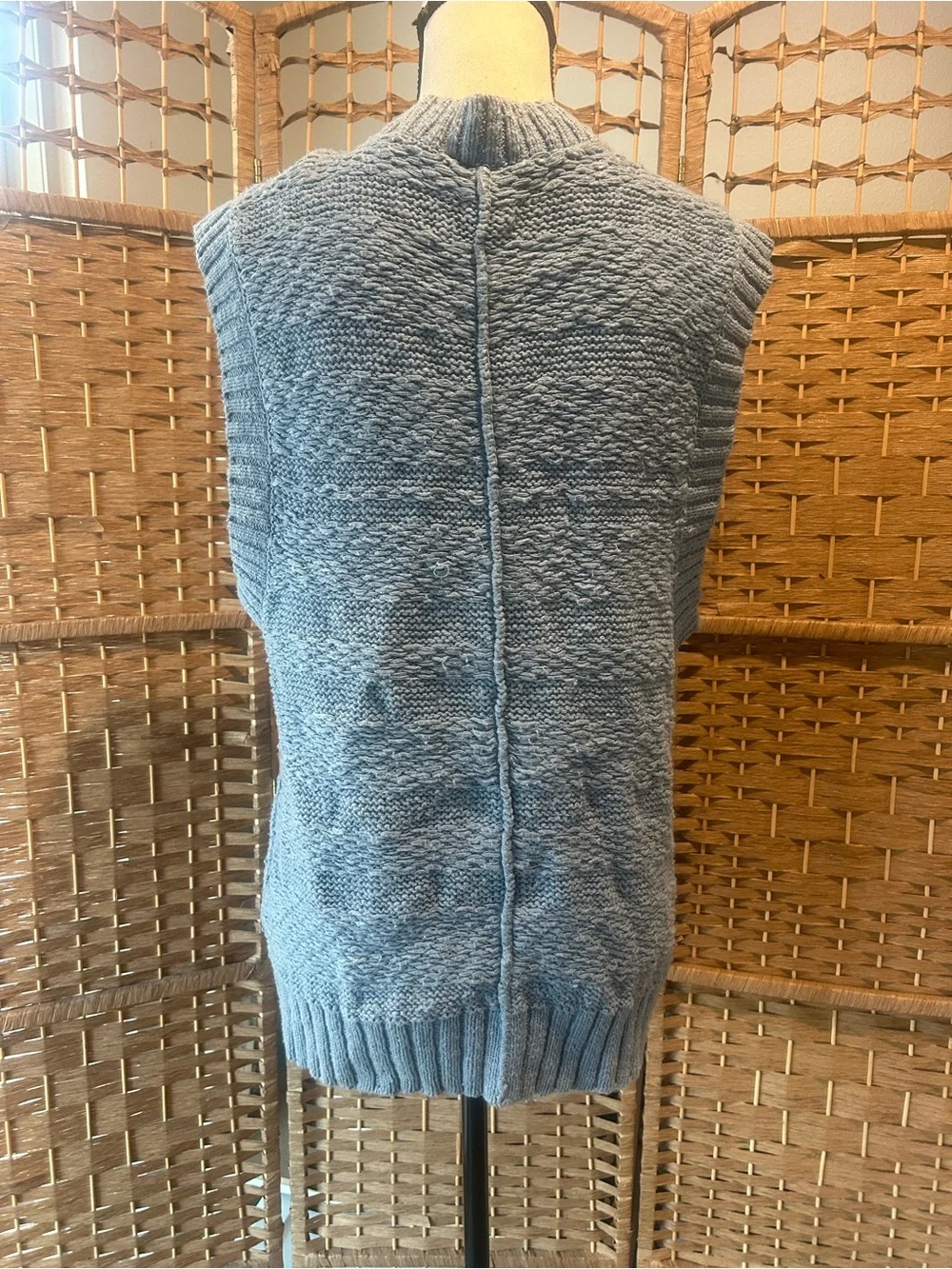 Free People oversized Light Blue Chunky Knit Button-Front Sleeveless Vest